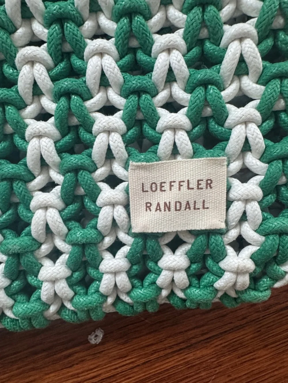 Loeffler Randall Green & White Woven Shoulder Tote - Picture 3 of 4